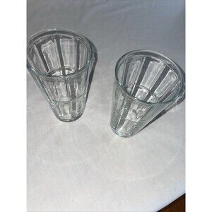 Pasabahce Pair of Two Glass Tumblers Size 3.25x6 Windowpane Block 16 Oz EUC